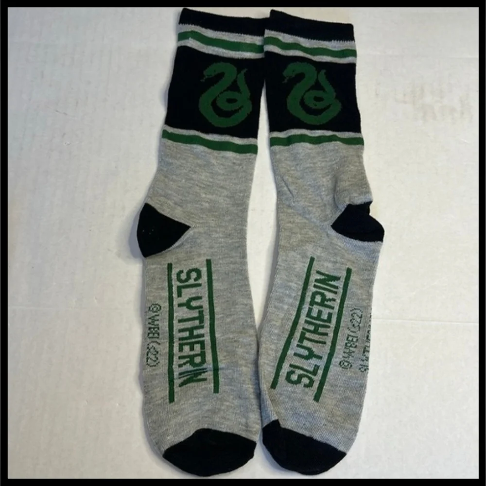 New! Slytherin Themed Men's (Crew/No Show) Socks - Black/Green/Grey
